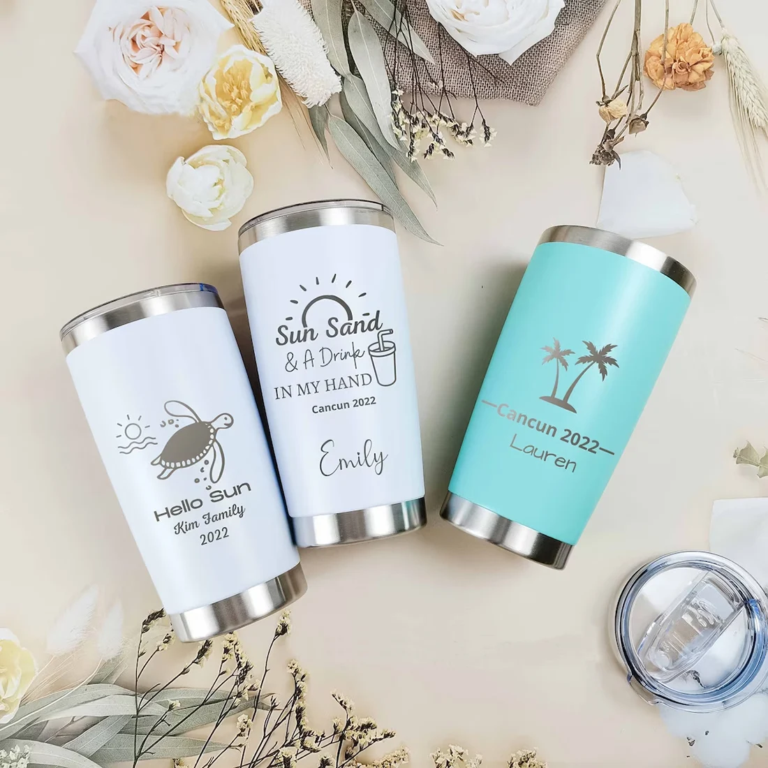 Personalized 20 OZ Beer Coffee Tumbler Custom Travel Mug Monogram Tumbler Mug Laser Engraved