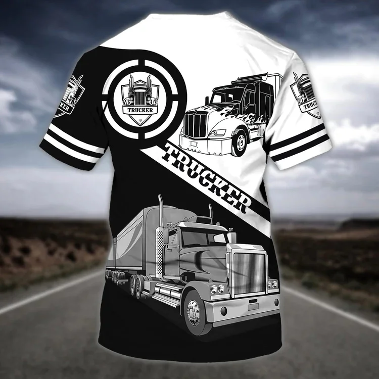 PLstar Cosmos Sommer Herren T-Shirt Maßgeschneidertes rotes LKW 3D-gedrucktes T-Shirt Unisex Casual Kurzarm Geschenk für Trucker DT85 – Detail 24