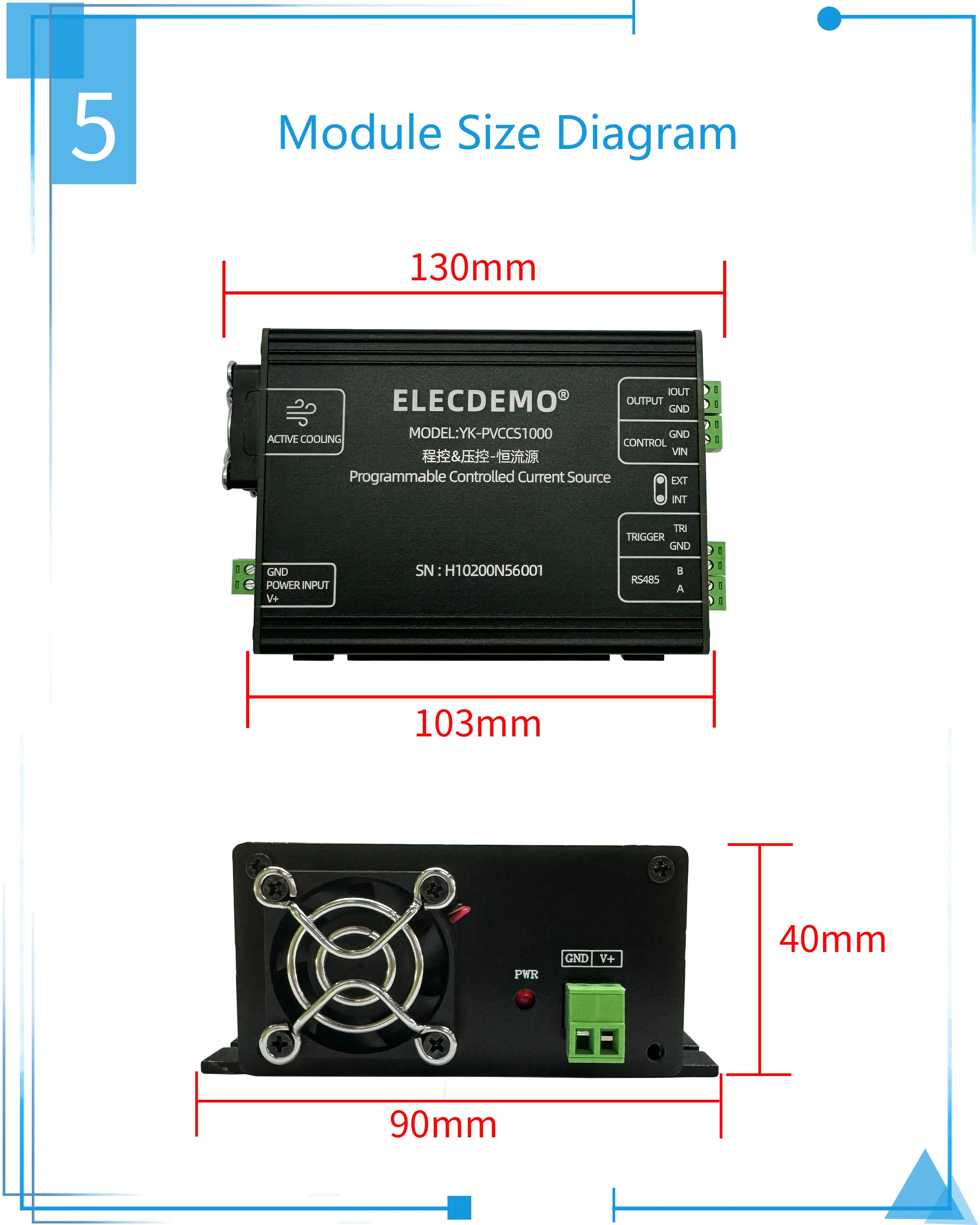 Programmable constant current source, voltage controlled current source, 0-1A hi