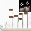 5X 5/8/10/12/14/15/30/40/50/60ML Clear Test Tube Glass Bottles With Cork Stopper Empty Spice Bottles Jars DIY Craft Wed Vials 4