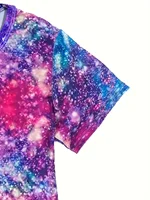 Girls Starry Unicorn Digital Print Round Neck Short Sleeve Party Casual Dress 5