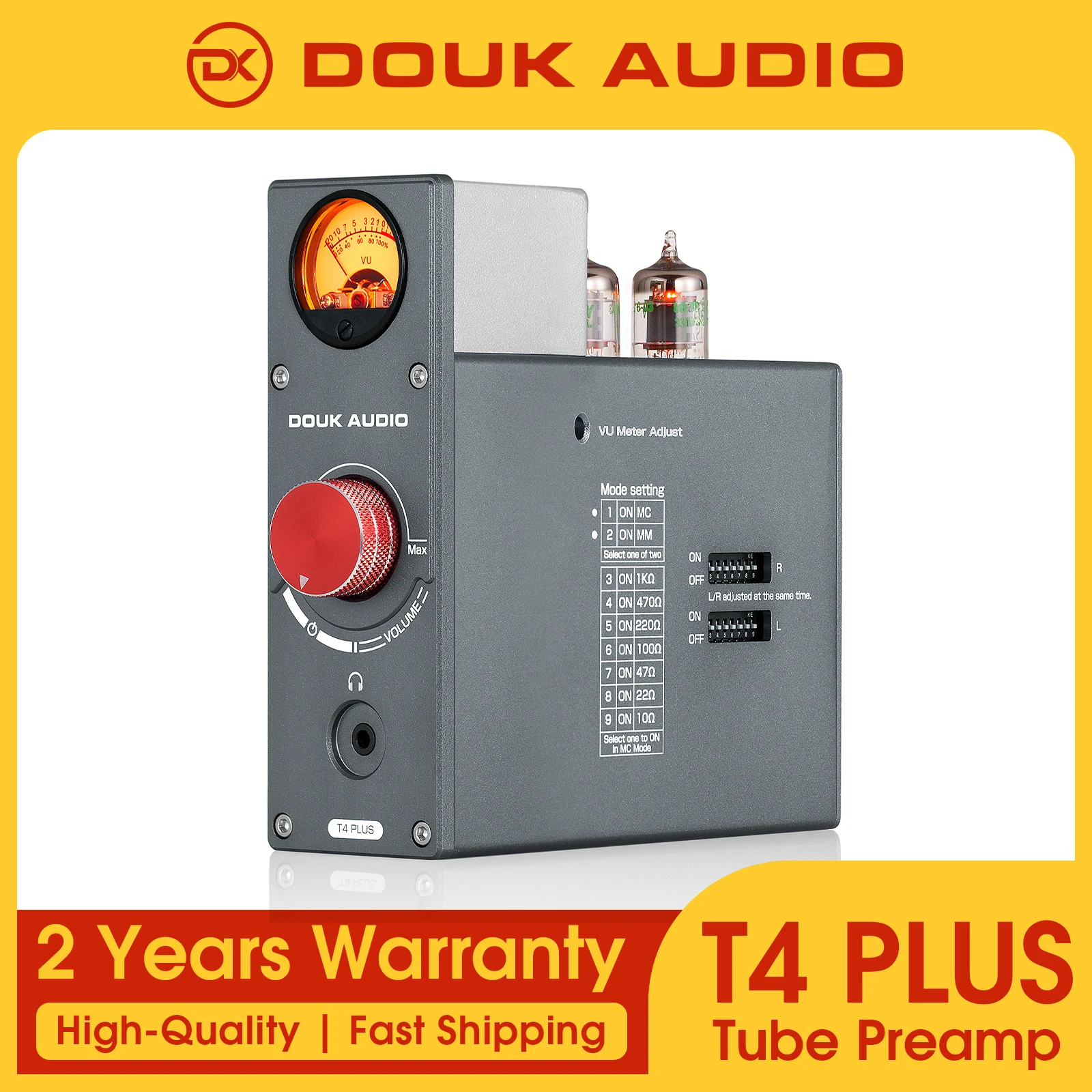 真空管フォノイコライザーアンプ DOUKAUDIO T4PLUS Douk Audio T4 PLUS HiFi GE5654 Tube Phono Amp with phono