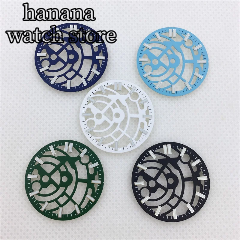 Hollow Skeleton Dial 28.5mm with Multi-Color Design and Green Luminous Features