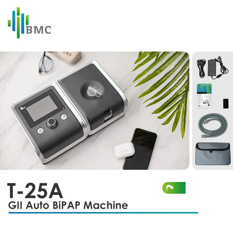 آلة BMC BiPAP T-25A T-25T Y-30T ثنائية المستوى BiPAP الشخير توقف التنفس والتوقف COPD العلاج مع خرطوم قناع الوجه الكامل والصحة المرطب