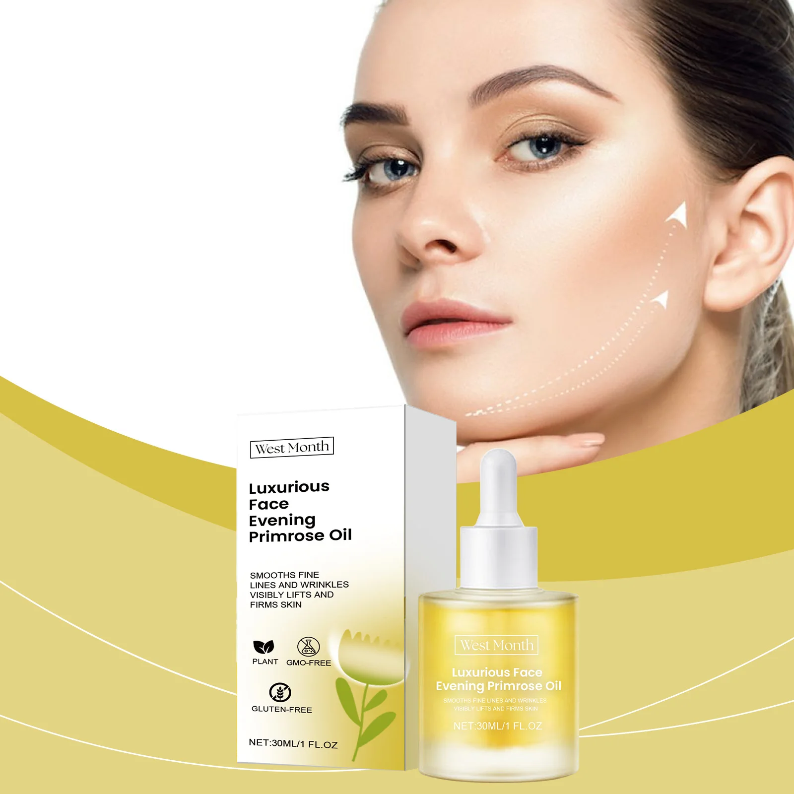 Evening Primrose Oil Deeply Nourishing Smooth Fine Lines Wri-nkles Removal Reduce Dryness Anti-Ag-ing Repairing Facial Essence 4