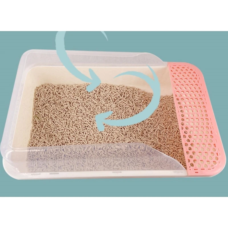 오픈 고양이 침대 팬 플라스틱 물튀김 방지 대용량 닫힘 쉬운 청소 설치, 고양이 변기 청소, 고양이 쓰레기