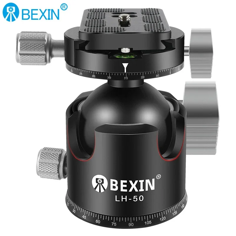 

50mm Tripod Head Aluminum Professional Low Profile Ball Head Mount Arca Swiss Quick Release Plate for Camera Panoramic Ballhead