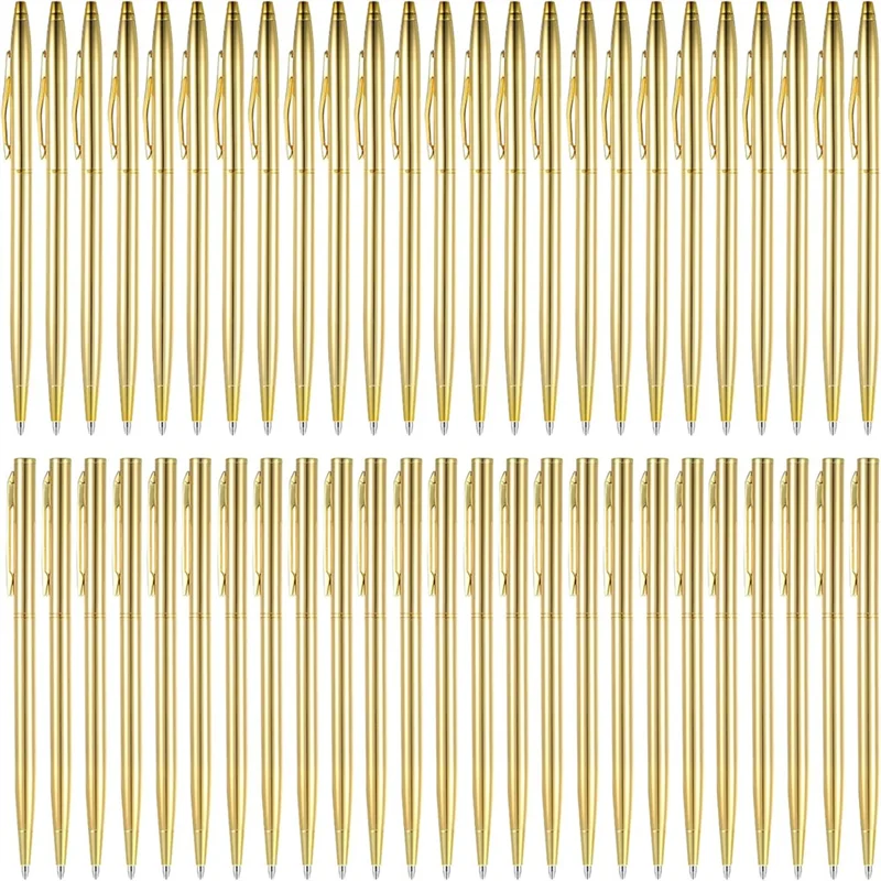 L93A-Sleek 50Pcs 홈 오피스, 검정 잉크, 개폐식 원추형 1.0Mm 펜 포인트 용 골드 메탈릭 미니 볼펜