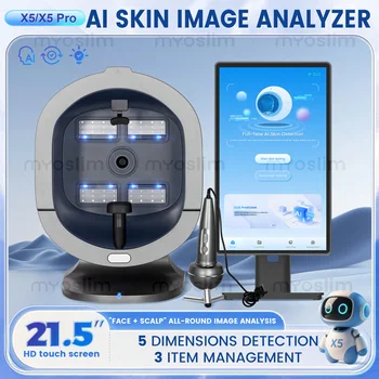 X5 Analizzatore Cutaneo Facciale da 21,5 Pollici, Scanner 3D AI per Analisi della Pelle, Scanner per Capelli, Macchina per Analisi della Bellezza con Specchio Magico a 9 Spettri Luminosi
