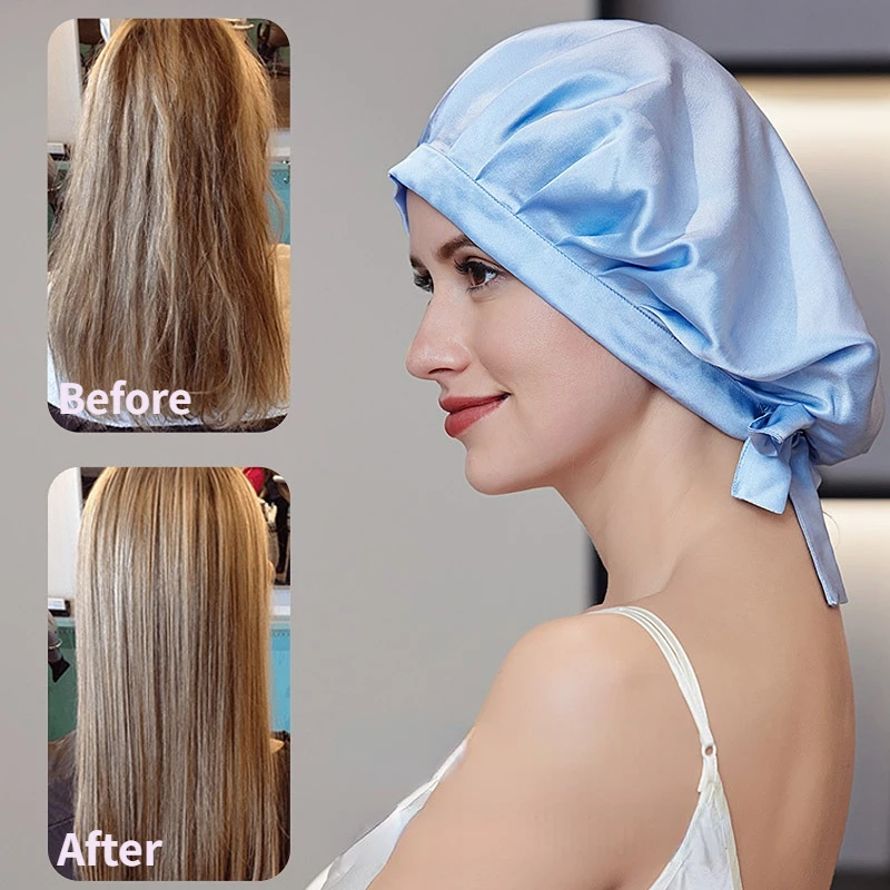 100% Silk Bonnet For Women  Mulberry Silk Turban For Hair Sleeping Night Cap Hair Loss Sleep Natual Pure Silk Hair Wrap Headwrap 3