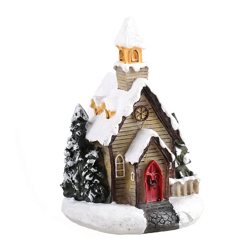 Festive LED Light-Up Miniature Christmas Village House Ornament