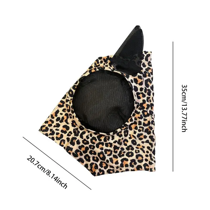 Horse Fly Face Cover Leopard Print Pattern Equestrian Supplies Comfortable Breathable Anti-Mosquitoes Cover Horse Care Product 6