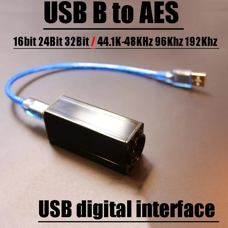 USB B a AES salida Digital interfaz Digital USB 16/24/32 bits 44,1 K-48 KHz 96 Khz 192 Khz mezclador de Audio de escenario Win10 Mac Android Linux