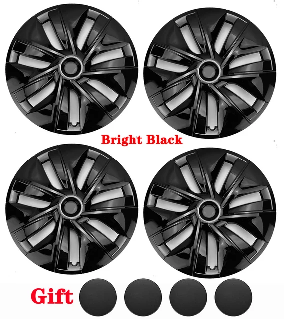 1PCS 19 Inch Wheel Cover For Tesla Model Y (2020-2024) - Matte Black, Full Coverage Hubcap, Includes Sponge Strips & Center Caps