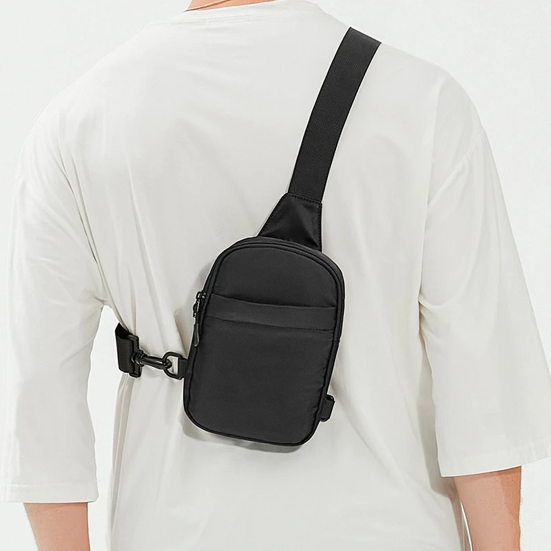 Sleek Black Minimalist Sling Bag - Versatile Fashion Shoulder & Chest Bag