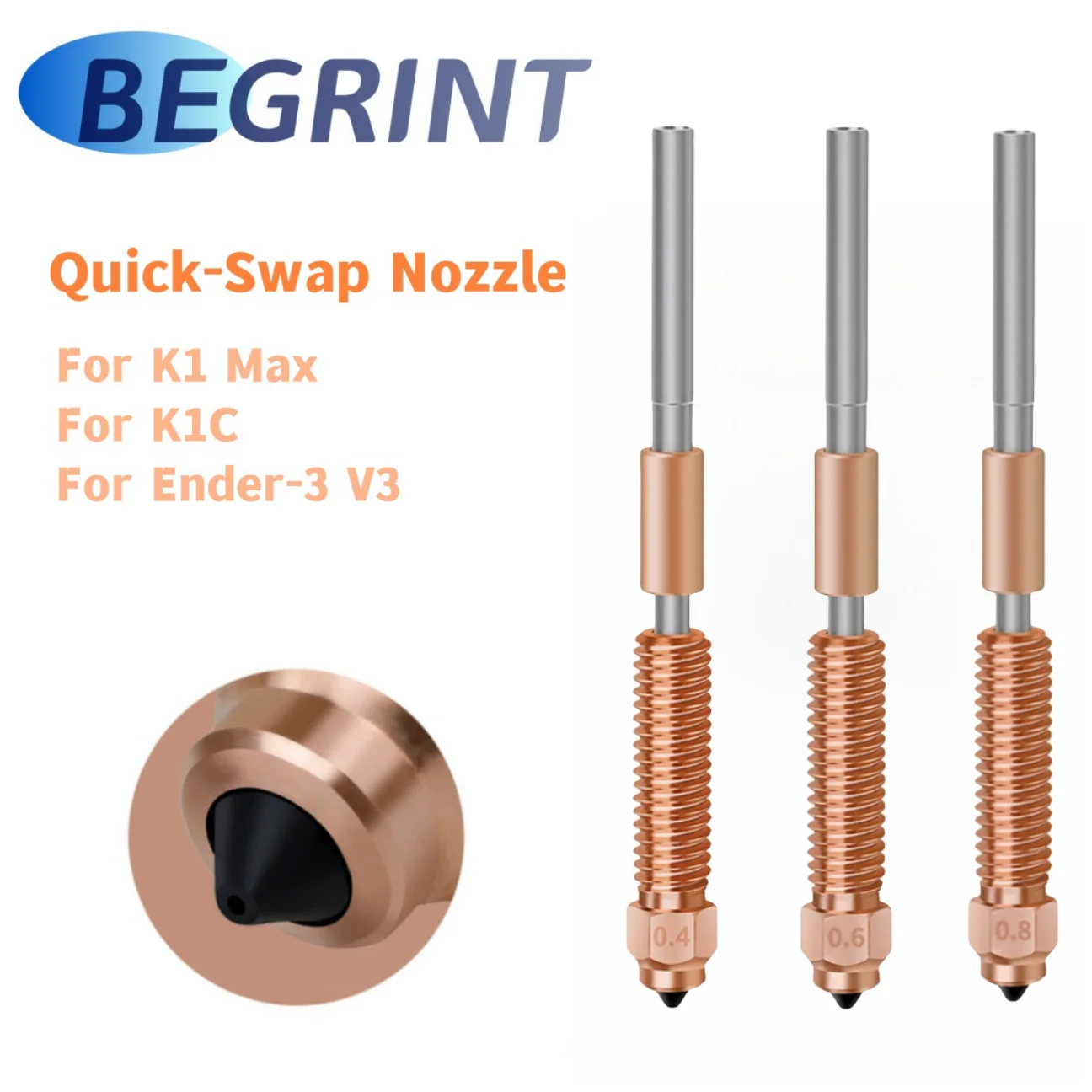 

For Creality Quick-Swap Nozzle 0.4/0.6/0.8mm for K1 Max K1C Ender-3 V3 Hardened Steel Nozzle Upgraded High-Speed Printing