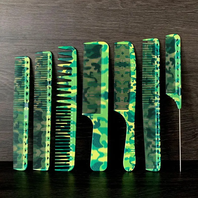 Barber Comb Green Camouflage Hair Cutting Comb Haircut Combs Barber Shop Hairdressing Brush Hair Salon Hairdresser Styling Tools 2