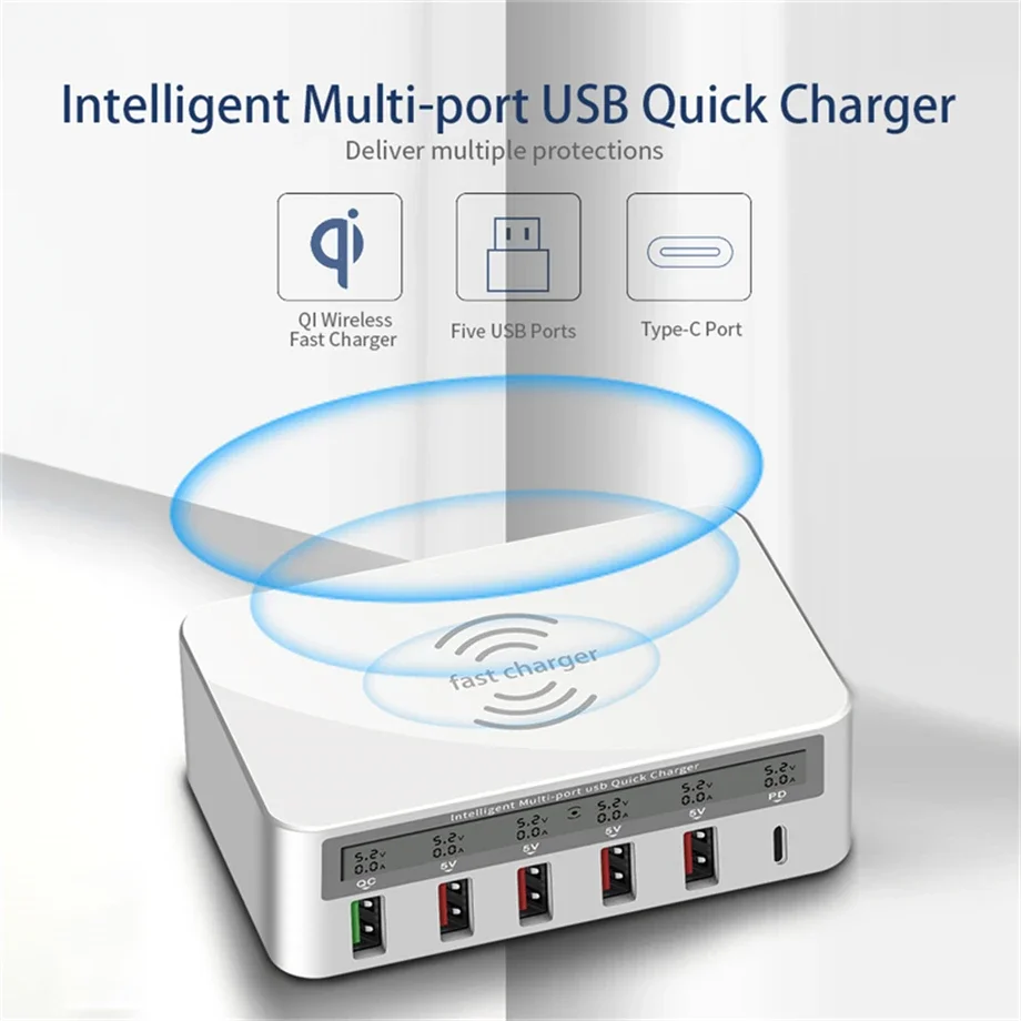 

Станция зарядная сетевая с USB-портами и поддержкой быстрой зарядки