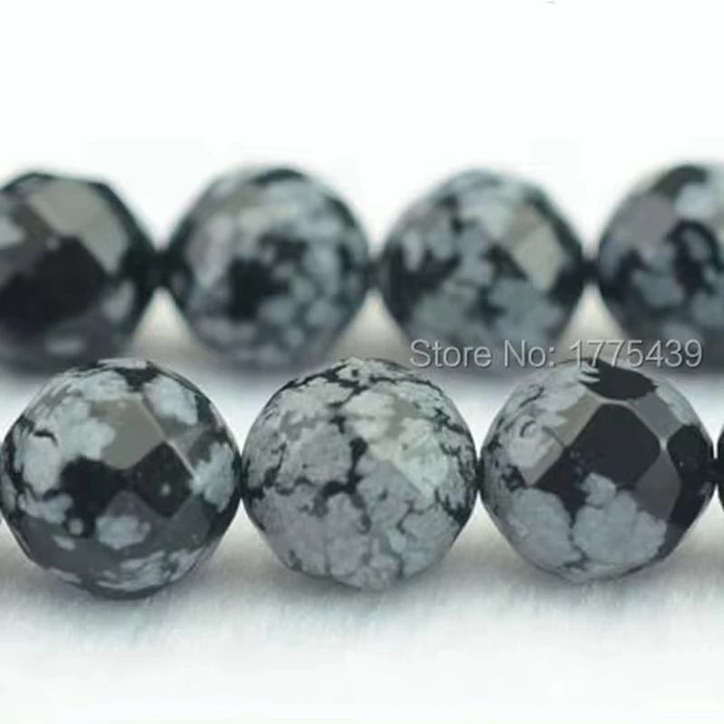 Cuentas Redondas De Obsidiana De Copo De Nieve Natural De 4