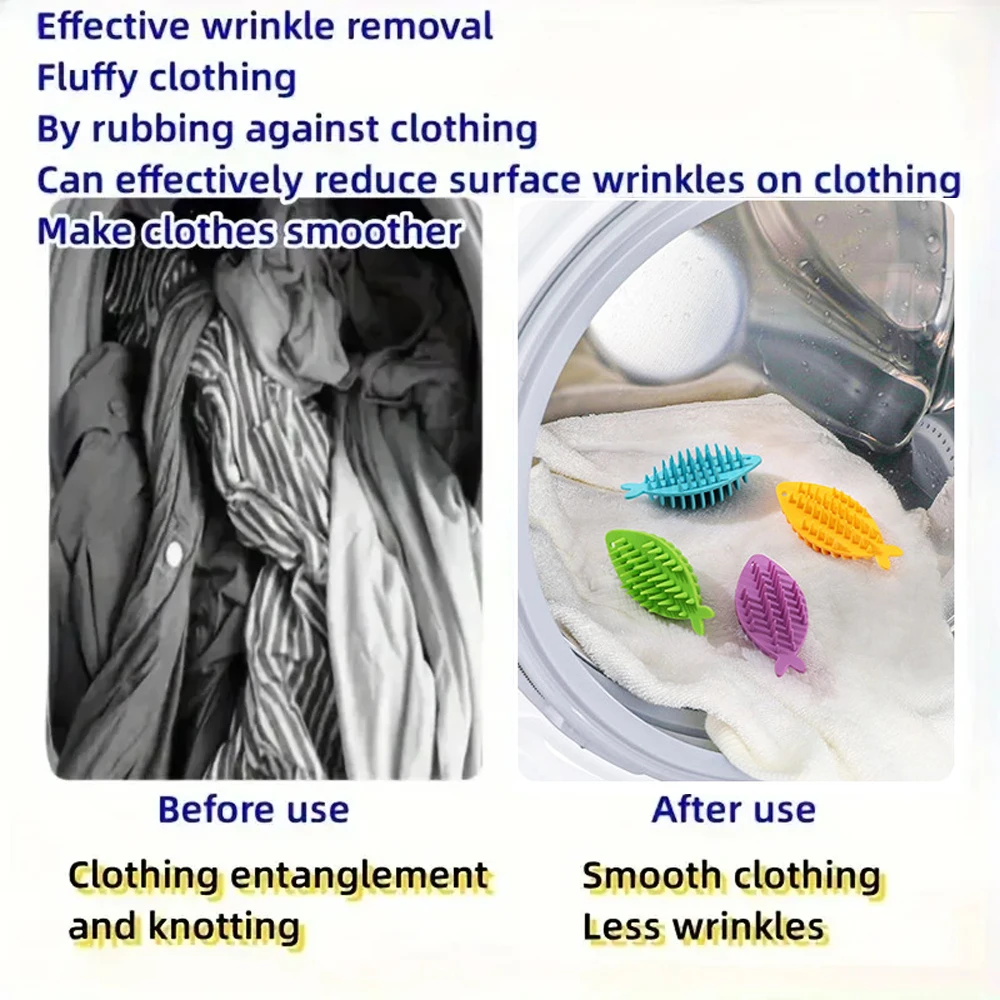 Laundry Ball Pet Hair Remover Laundry Hair Catcher House Laundry Ball Silicone Fish Cloth Hair Anti-tangle