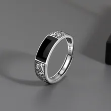  European and American Fashion New Vintage Dragon Pattern Titanium Steel Ring Hip Hop Men Single Party Opening Adjustable Ring 