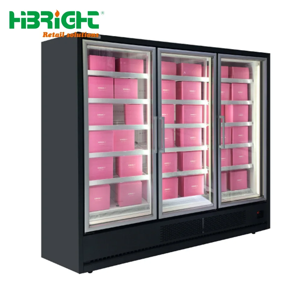 Commercial Grocery Convenience Store Supermarket Upright Display Showcase Glass Door Chiller Freezer Refrigerator