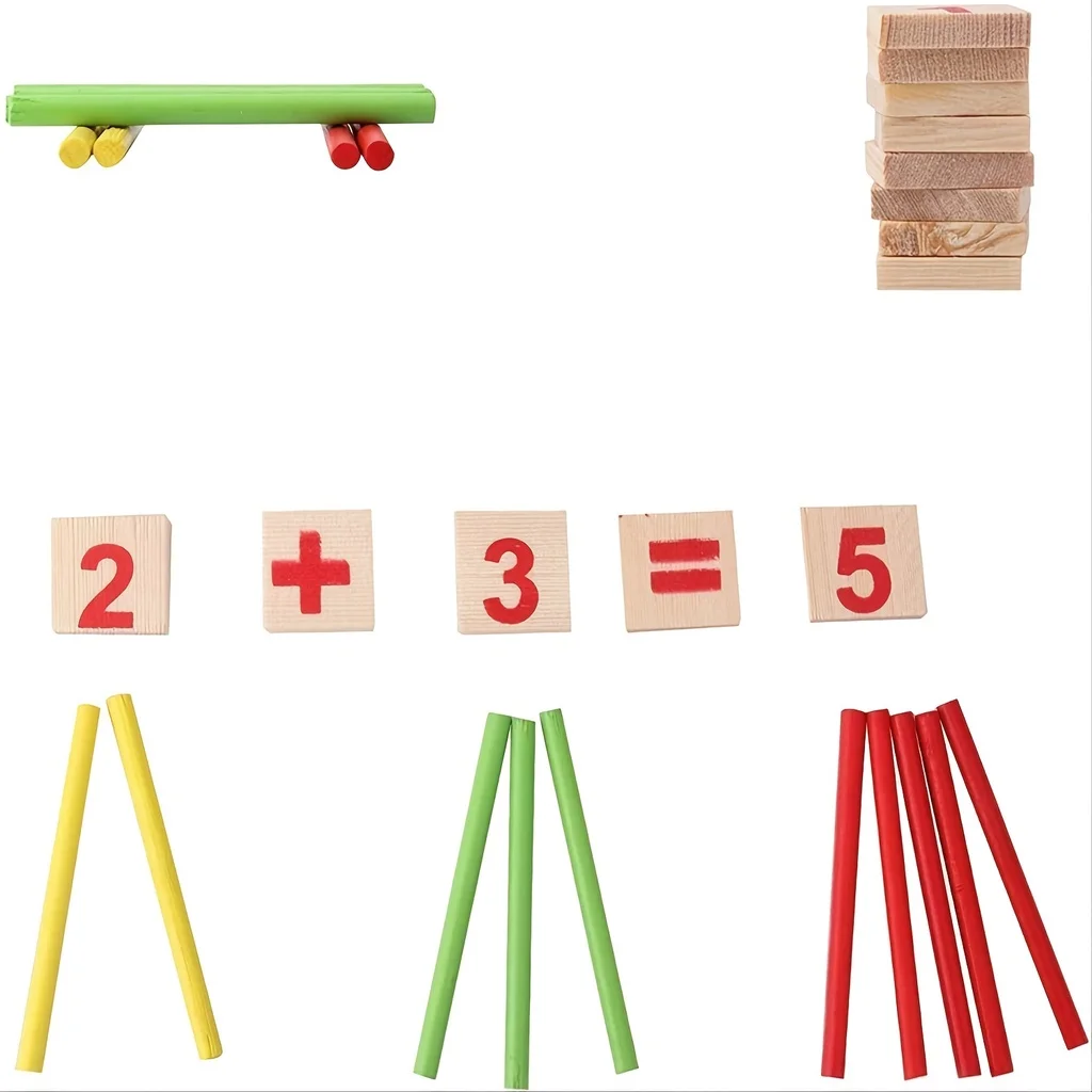 Educational Toys Math Toys Teaching Aids Toys Kids Montessori Wooden Educational Math Calculate Mathematics Games Counting Number Sticks Material Early Learning Children Toys