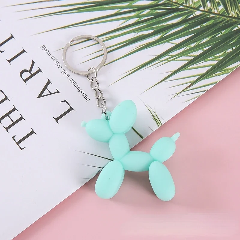 6Color Cartoon Balloon Dog Keyring 1Pcs Soft Rubber PVC Stereo Keychain DIY Pendant Car Interior Korean Style