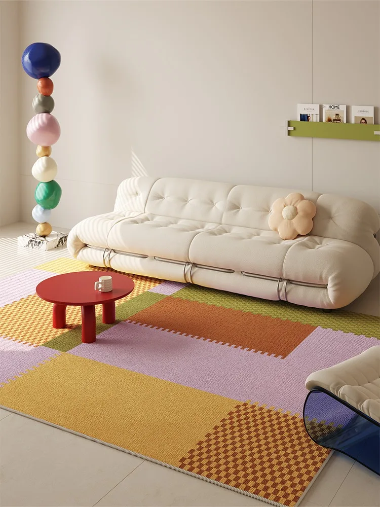 Green Checkerboard Living Room Carpet Modern Simple Large Area Bedroom Rug Creative Geometric Sofa Coffee Table Floor Mats Tapis 3