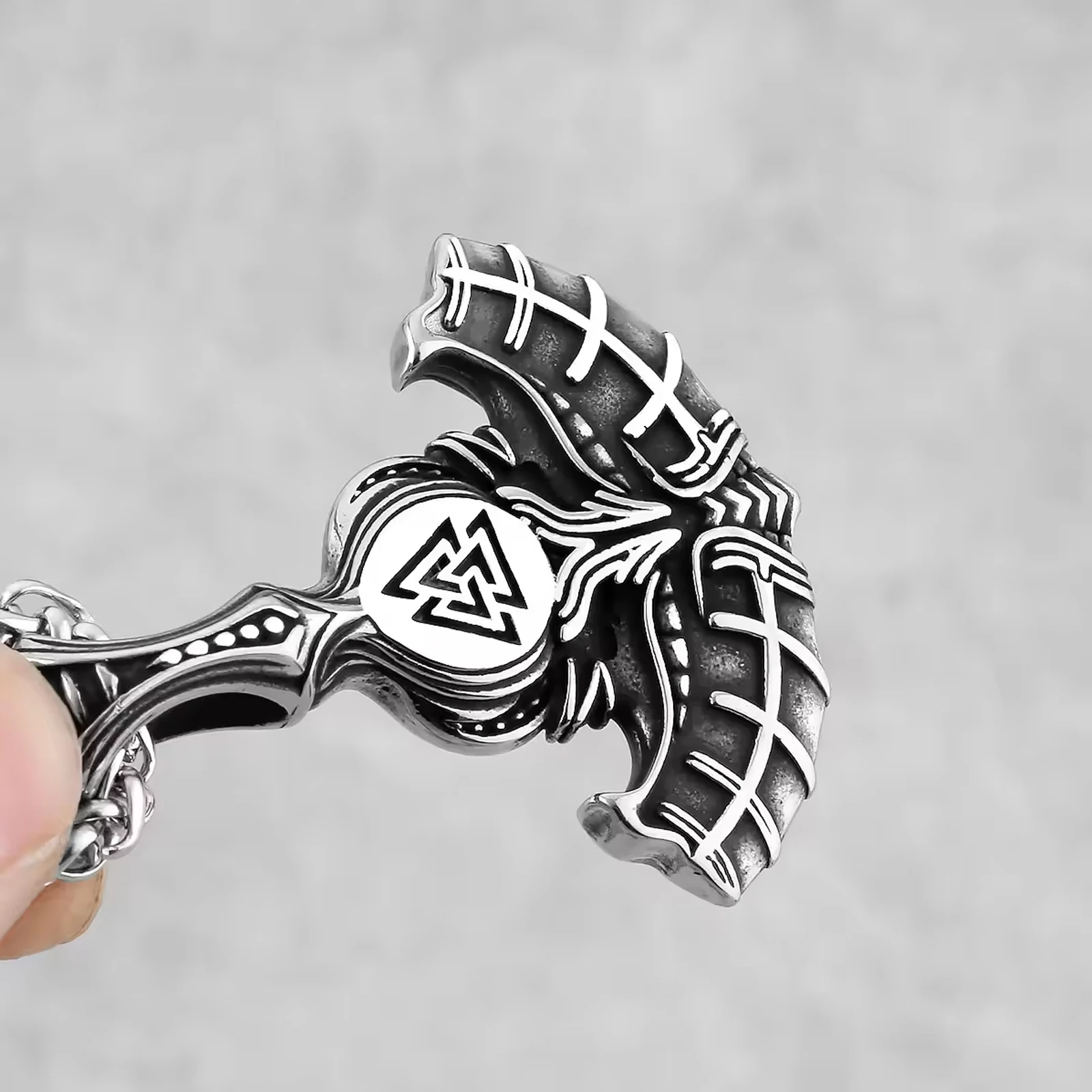 Stainless Steel  jewerely Mens Viking Amulet Axe Pendant Necklaces Chain Accessories Fashion Jewelry