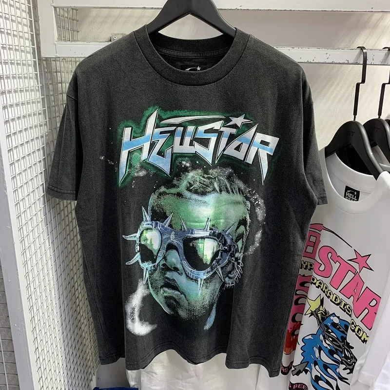 

Новая повседневная футболка с принтом Hellstar The Future People 1:1, мужские и женские короткие футболки из чистого хлопка в стиле хип-хоп Hellstar