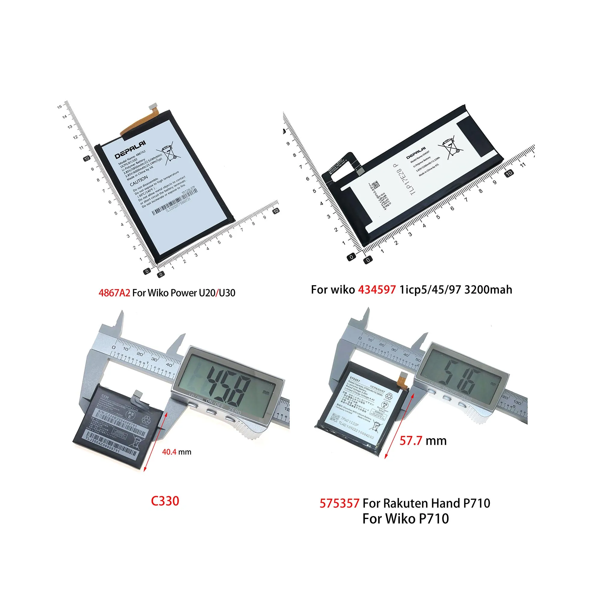 

Battery For wiko C330 P710 434597 4867A2 U20 Sunny Rainbow Jam 2600 3913 5251 5260 Lenny3 LT25H426271W Robby Rakuten Hand 575357