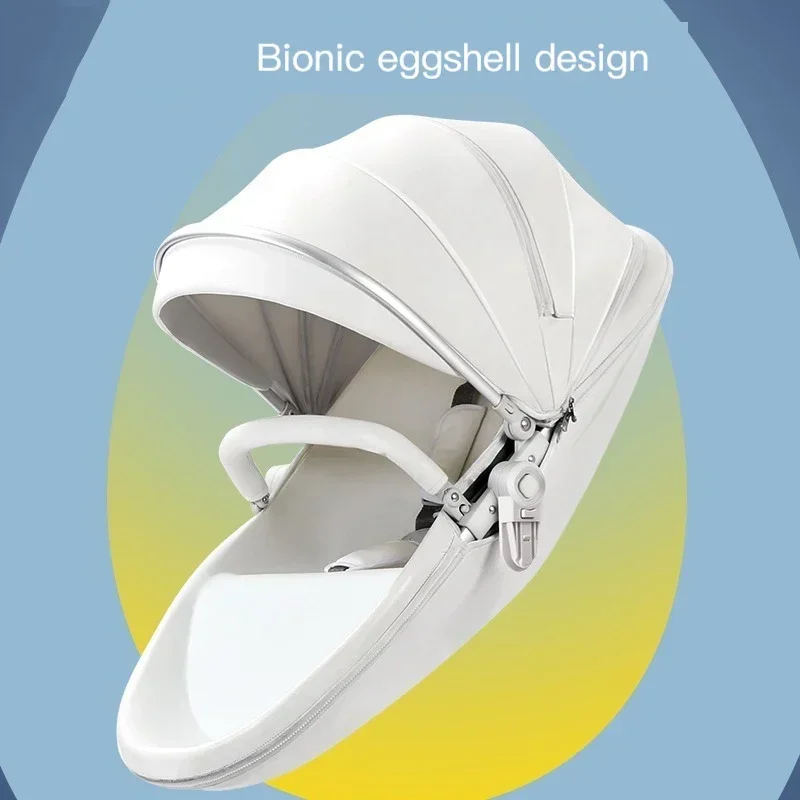 New Baby Stroller 2in1/3 In 1,Leather Luxury Baby Carriage with Car Seat,Eggshell Newborn Stroller High Landscape car