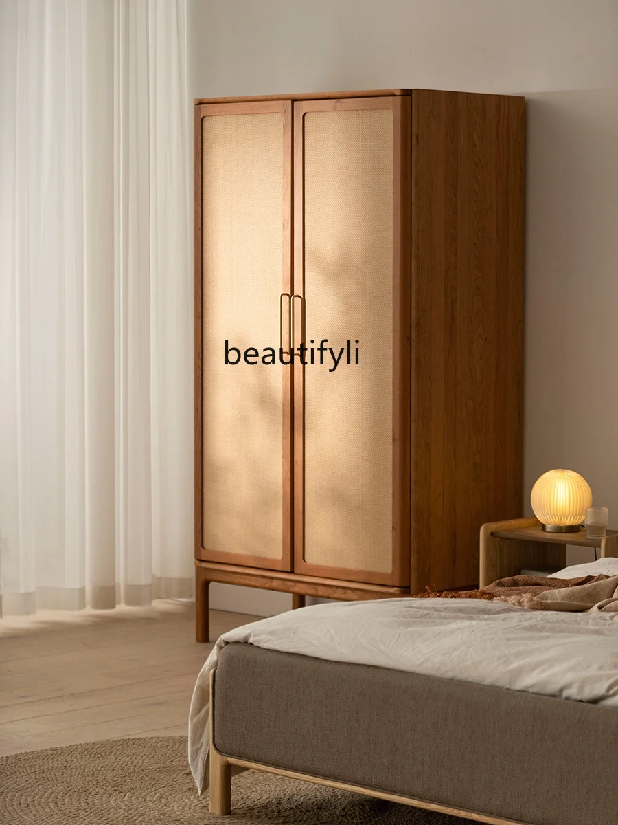 

Light Luxury Modern Simple Solid Wood Assembly Wardrobe Household Bedroom Simple Wardrobe Clothes Storage Cabinet Locker