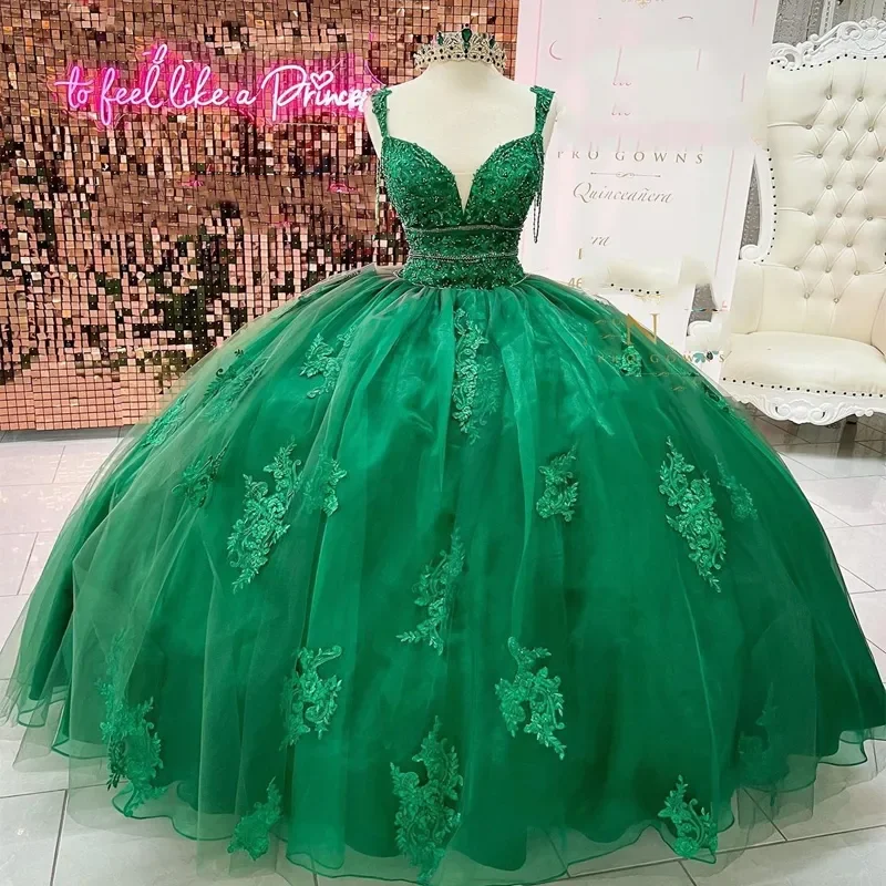 Maryanna Ever Green Corset Ball Dress Size 12 main image 1