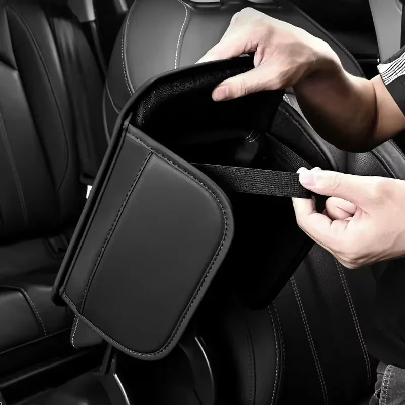 Leather Comfort Armrest Cushion with Storage Bag for Car Interior Decor