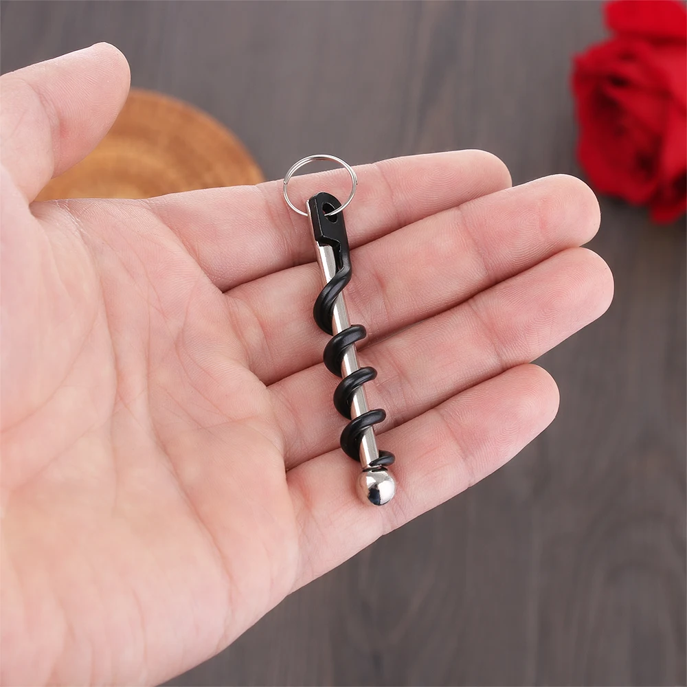 1Pcs 병따개 야외 미니 EDC 코르크 나사 레드 와인 병따개 열쇠 고리 도구 다기능 캠핑 장비 도구
