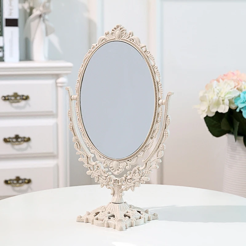 

Desktop Makeup Mirror ABS Plastic Household Desktop Decoration Simple European Double-Sided Dressing Portable Folding Base Large