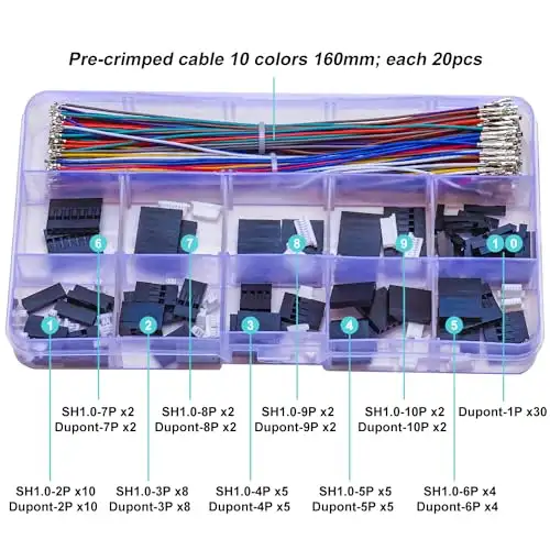 SH1.0 to Dupont2.54 JST Connector Dupont Connector Kit JST-SH 1.0mm & Dupont 2.54mm Cable 1/2/3/4/5/6/7/8/9/10P (SH-to-Dupont) image 2