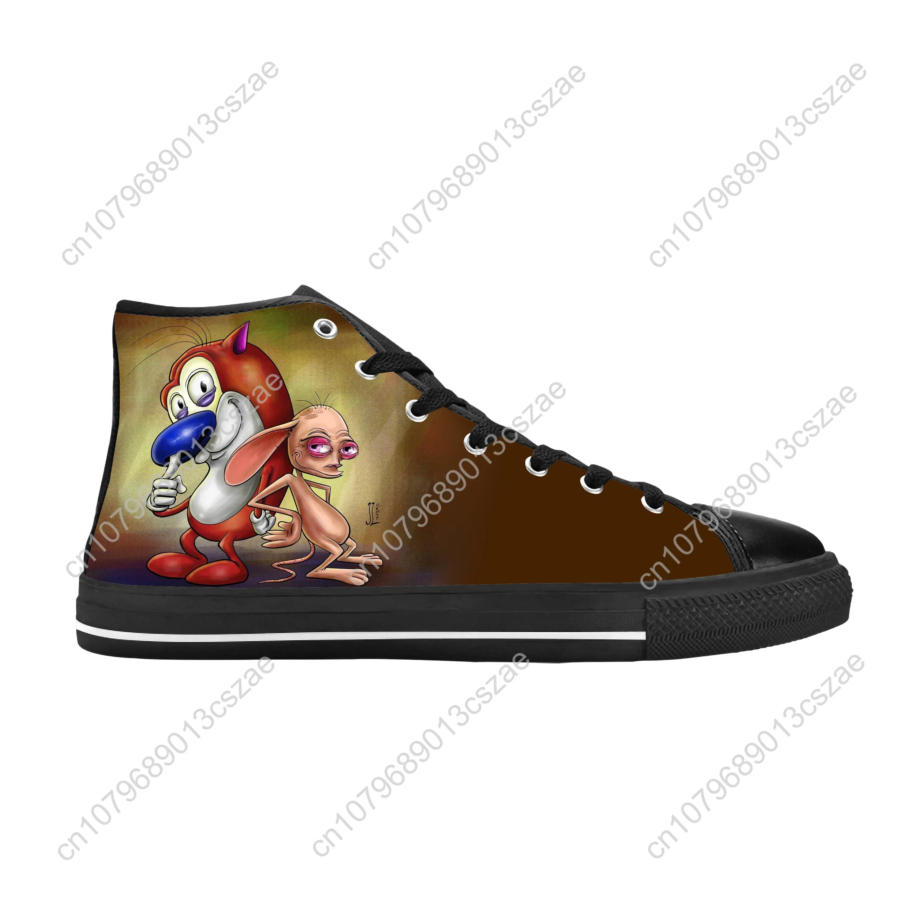 Show Anime Cartoon Stimpy Manga Comic Game Ren Casual Cloth Shoes High Top Comfortable Breathable 3D Print Men Women Sneakers