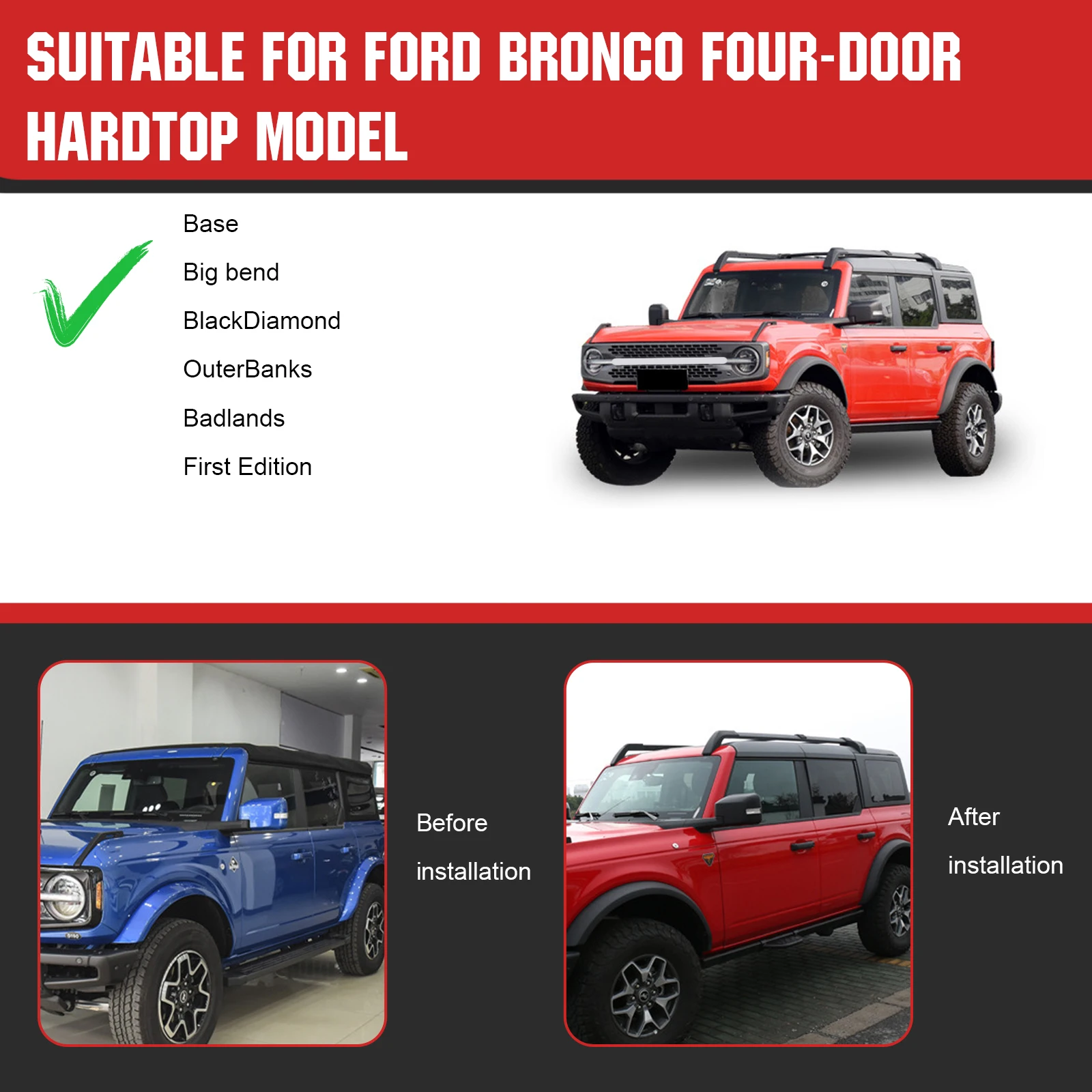 For Ford BRONCO Rooftop Cargo Rack Aluminum Alloy Expansion Luggage Rack Lightweight Rust Proof Platform Car Cargo Accrssories
