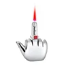 Funny Middle Finger Torch Lighter with Fuk You Voice Windproof Jet Flame Lighters Smoking Accessories Refillable Butane Lighter 4