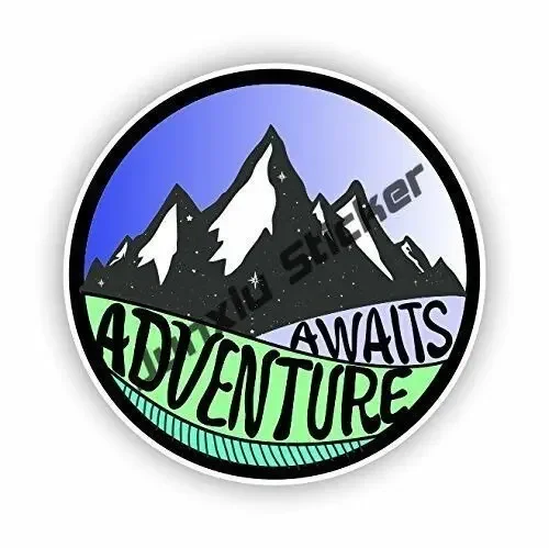 Autocollant Vinyle Adventure Awaits - Pour Voiture, Camping, Randonnée - Décoration