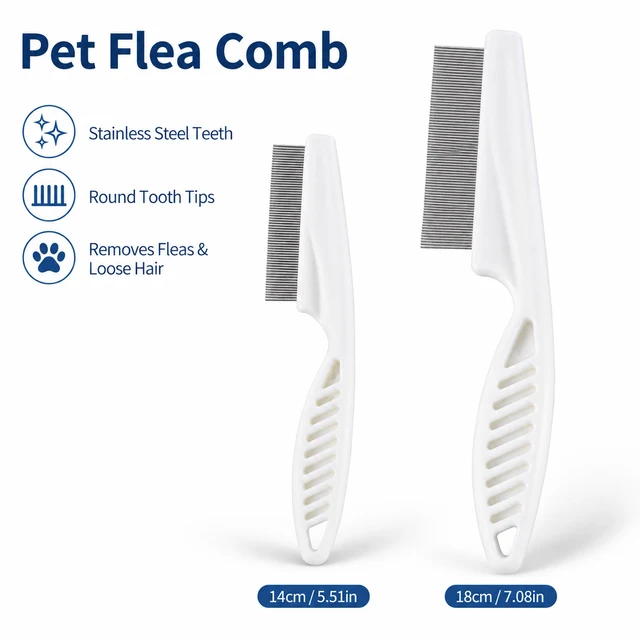 Pet Flea Comb Stainless Steel Dense Teeth Design Dog Cat Hair Remover Brush Portable Dematting Grooming Cleaning Supplies 2