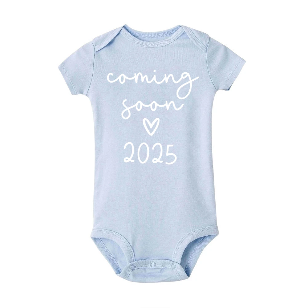 Baby Announcement Coming Soon 2025 Newborn Baby Romper Summer Boys Girls Bodysuit Body Pregnancy Reveal Clothes Toddler Jumpsuit – Joey Cuddles