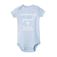 Baby Announcement Coming Soon 2025 Newborn Baby Bodysuits Summer Boys Girls Romper Body Pregnancy Reveal Clothes 6