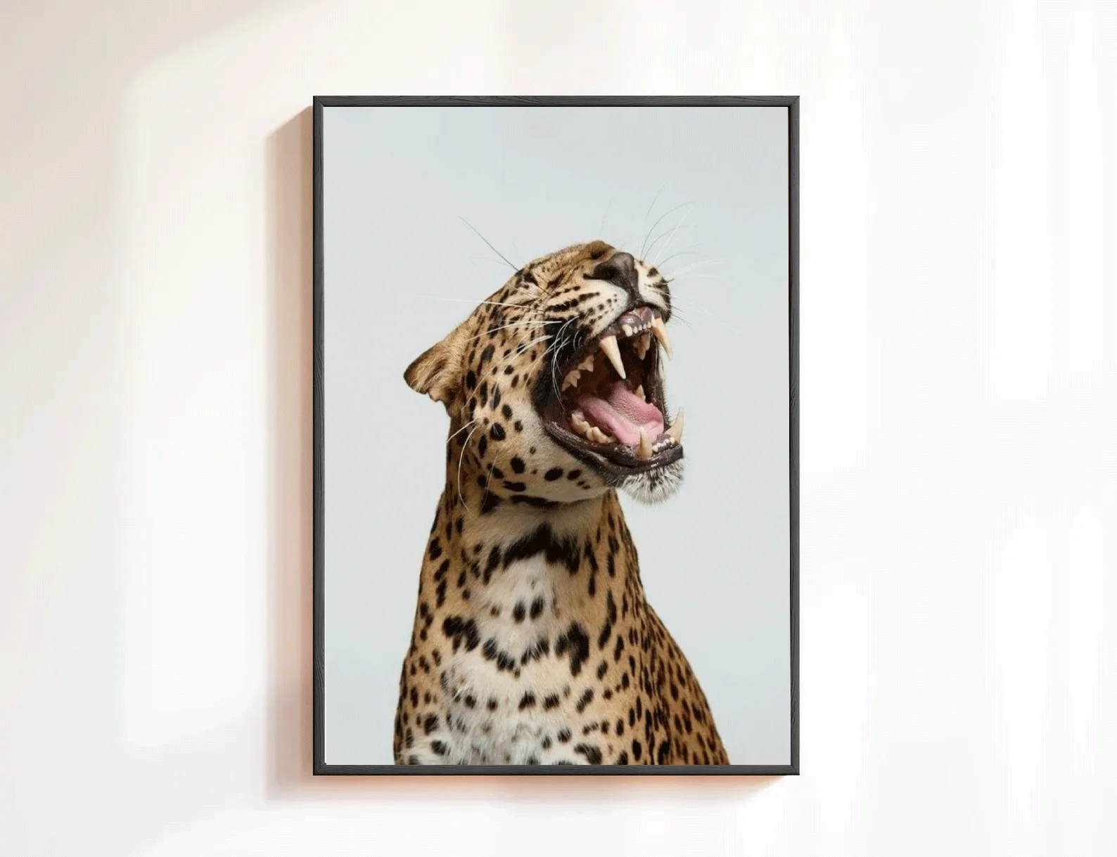 Chic Leopard Roar Black & White Wall Art - Digital Home Decor Print