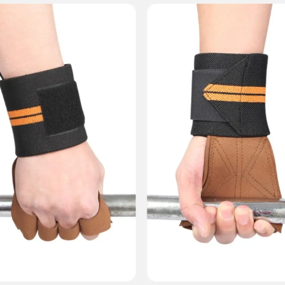 Description Picture 5 of item1 Pair with Finger Cot Fitness Power Gloves Thicken Non-slip Weightlifting Wrist Straps Wear-resistant Durable