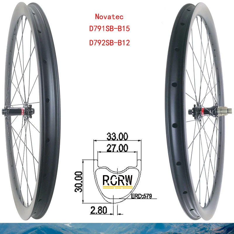 

29er MTB XC 33X30 Carbon Wheelset Asymmetrical Rim Wide 33 Deep 30 Novatec D791SB-B15 D792SB-B12 Boost Shima XD Microspline Hub