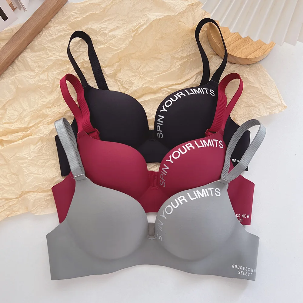 Fashion Women Seamless Bra Sexy Push Up Bralette Underwear Wireless Female  Lingerie Letter Pattern Bras Three Quarters